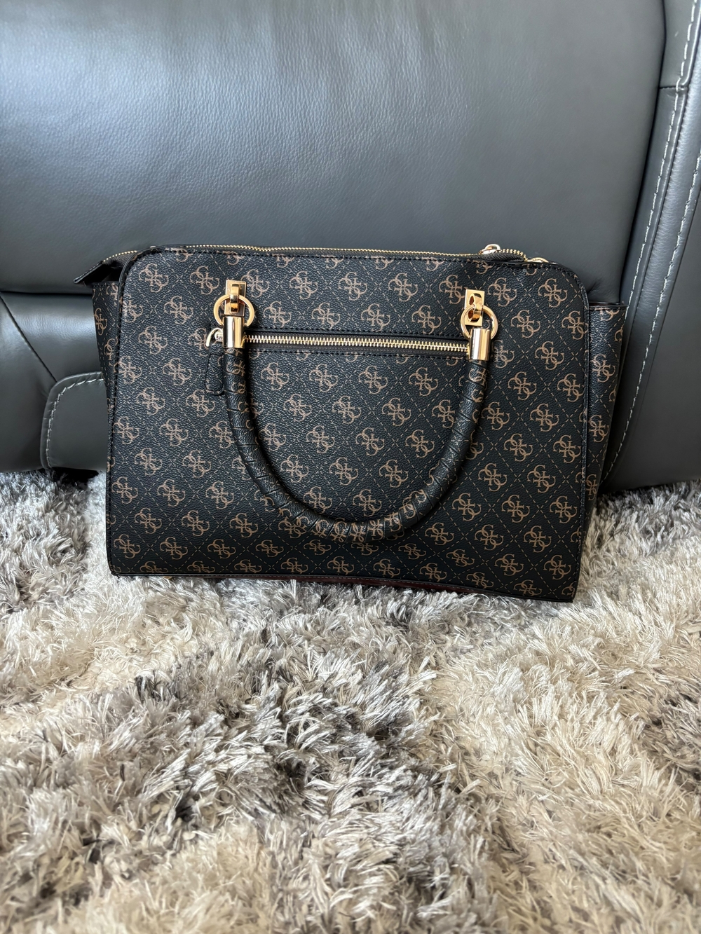 Brown Monogram Satchel Handbag - Picture 3 of 6